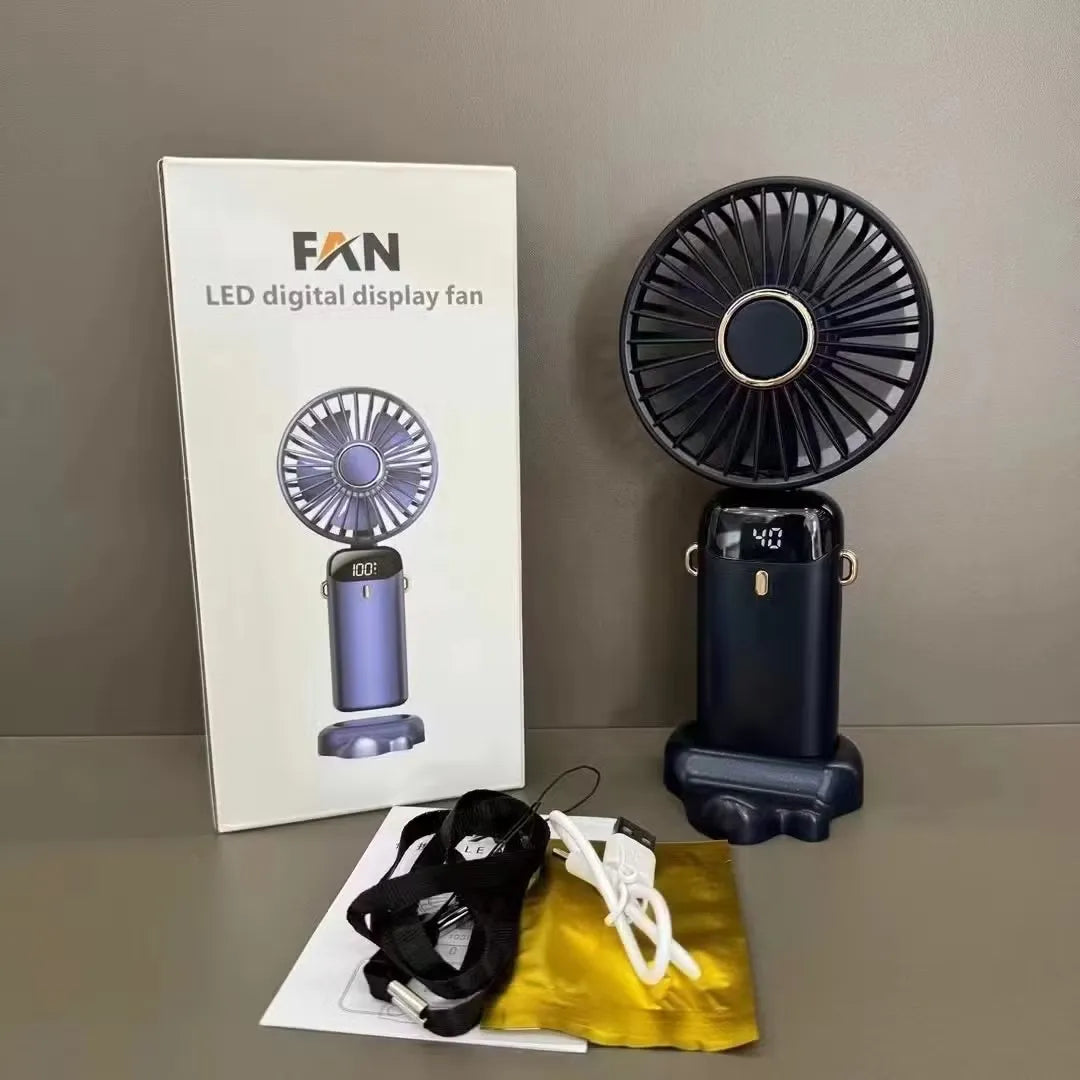 LED Digital Display Rechargeable Mini Fan