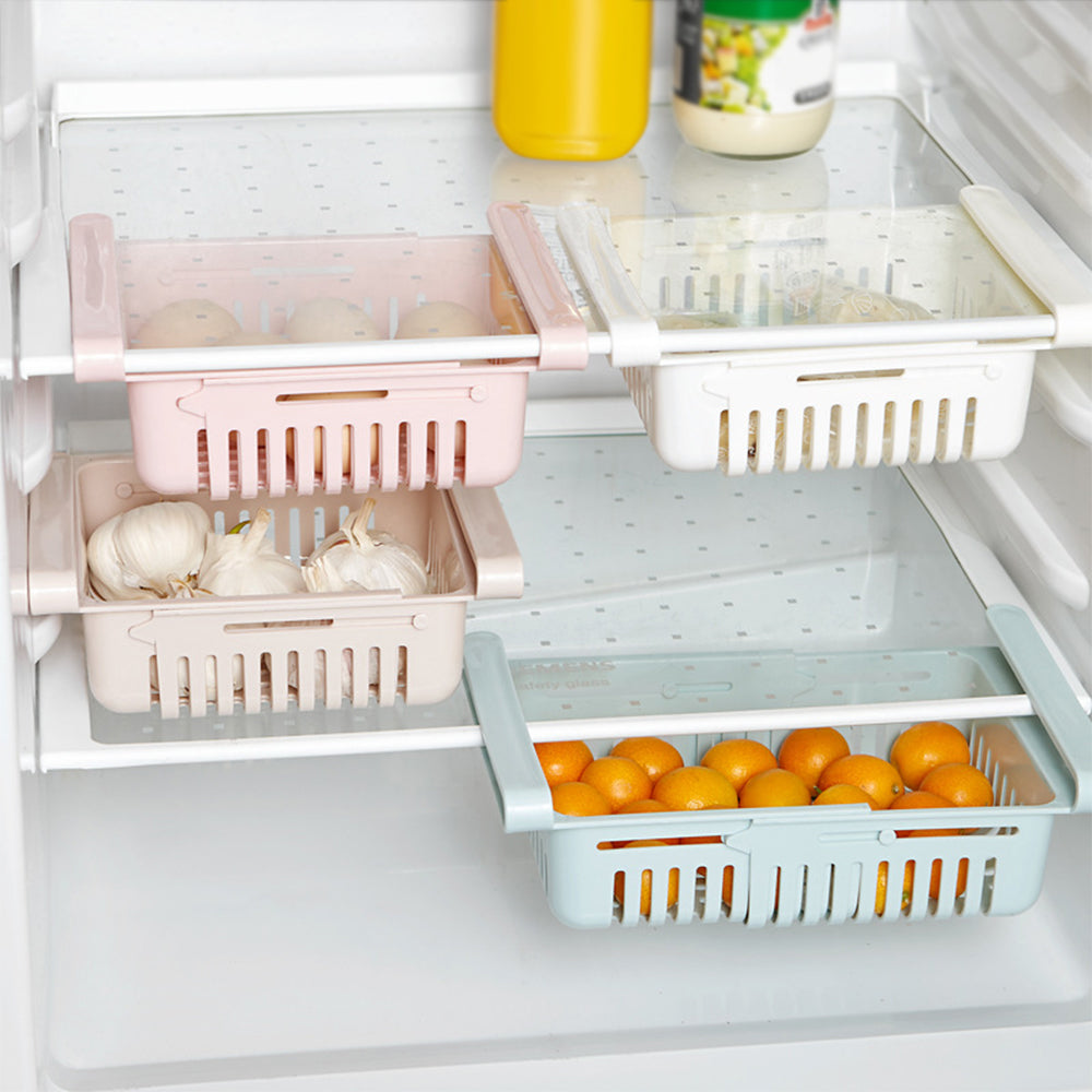 Adjustable Fridge Storage Basket – Stretchable Food Organizer