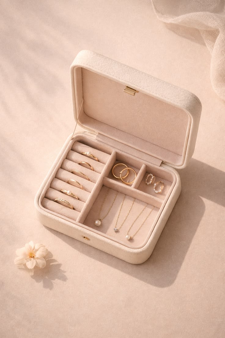 Mini Jewellery Organizer Compact Storage Box for Women (Random Colour)