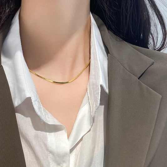 Golden Thin Snake Chain Stainless Steel Necklace for Women