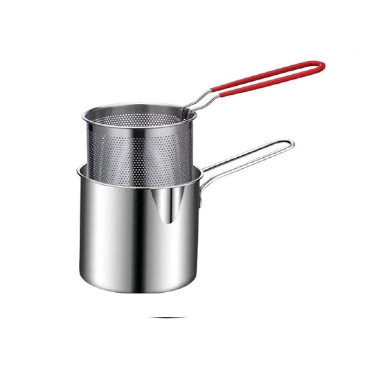 1200ML Stainless Steel Deep Fryer Pot with Strainer