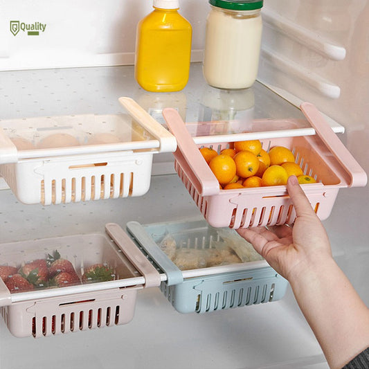 Adjustable Fridge Storage Basket – Stretchable Food Organizer
